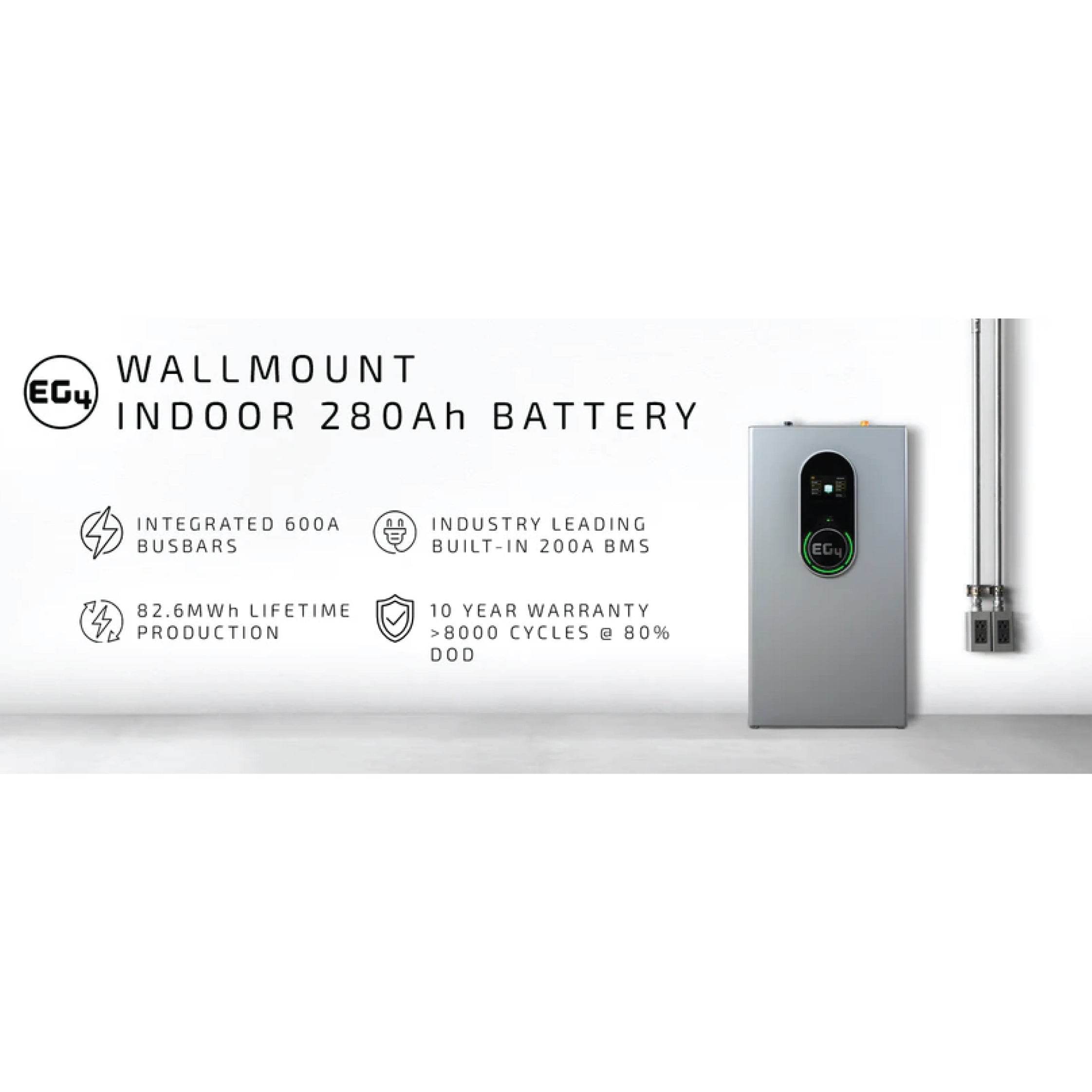 EG4-WallMount Indoor Battery | 48V 280Ah | 14.3kWh | Indoor | Heated UL1973, UL9540A | 10-Year Warranty - Solarzing